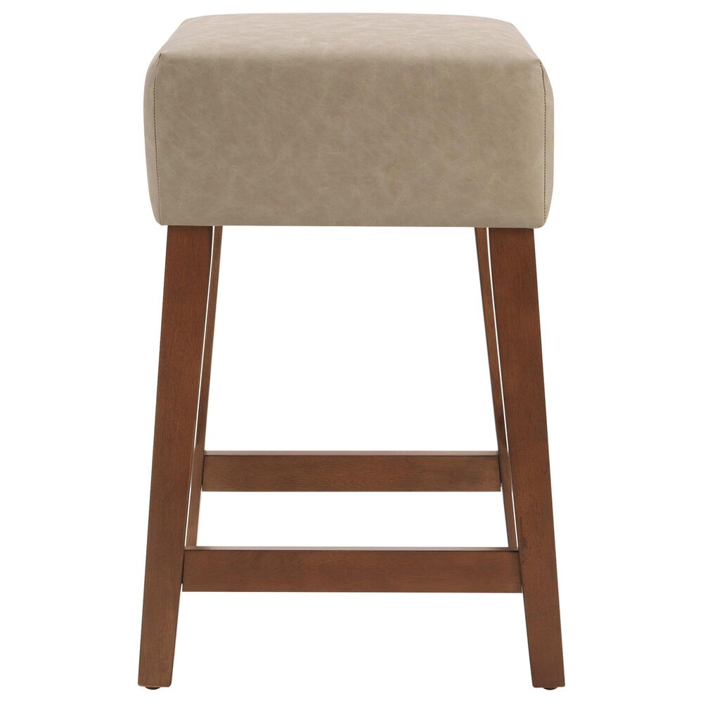 Valor Living Roscoe 26" Backless Counter Stool with Taupe Upholstery in Cherry, , large