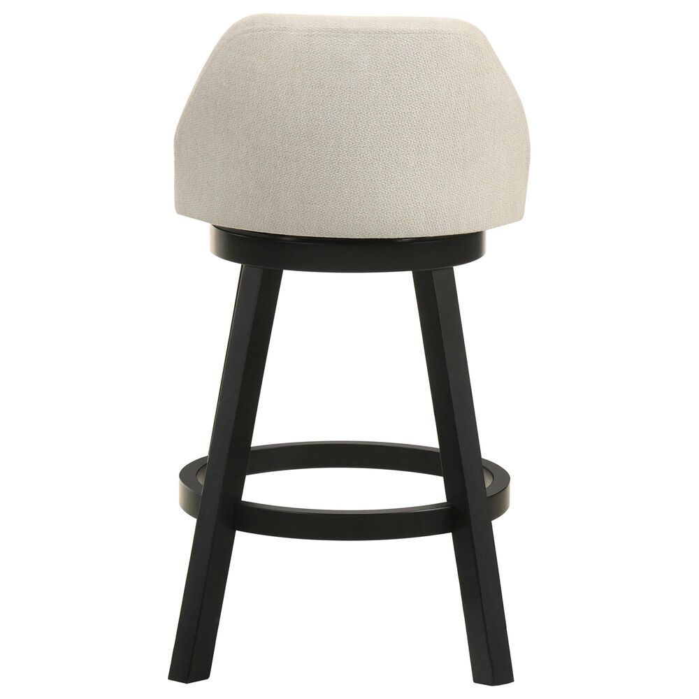 Armen Living Erika Swivel Counter Height Stool with Cream Upholstery in Black, , large