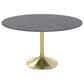 Leisuremod LeisureMod Verve Collection 48 Round Dining Table, Brushed Gold Base with Sintered Stone Grey Top, , large