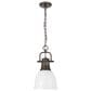 Golden Lighting Duncan 1-Light Small Pendant with Chain and Matte White Shade in Rubbed Bronze, , large