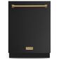 THOR KITCHEN Gordon Ramsay 24" Built-In Dishwasher with Bronze Handle Kit in Matte Black, , large