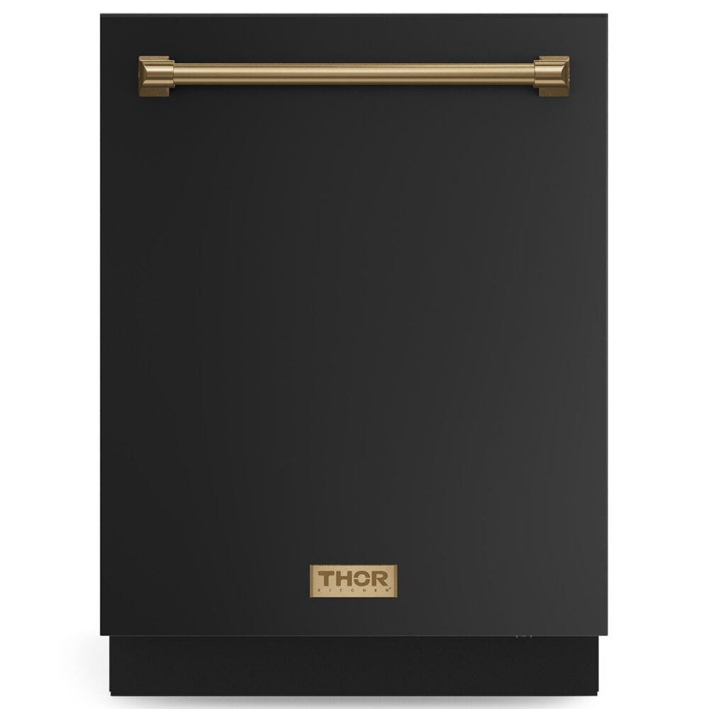 THOR KITCHEN Gordon Ramsay 24" Built-In Dishwasher with Bronze Handle Kit in Matte Black, , large