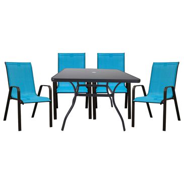 Redline Creation Inc. 5-Piece Patio Dining Set in Black and Turquoise Blue, , large