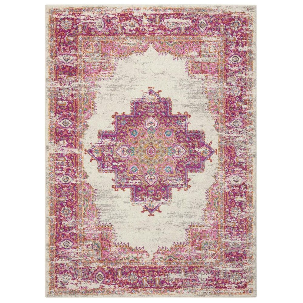 Nourison Passion PSN03 5"3" x 7"3" Ivory and Fushia Area Rug, , large