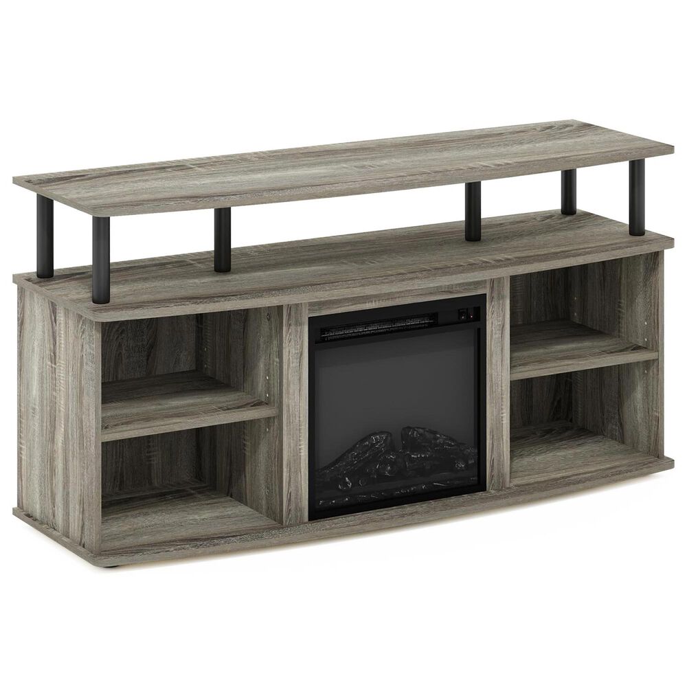 HOMLUX 47" TV Stand with Electric Fireplace in French Oak Grey and Black, , large