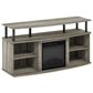 HOMLUX 47" TV Stand with Electric Fireplace in French Oak Grey and Black, , large