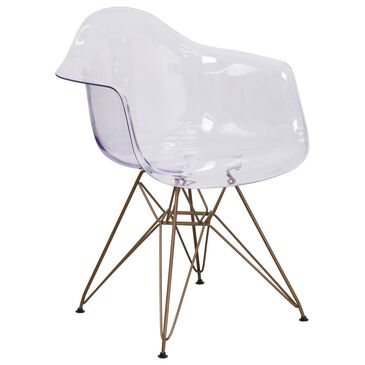 Flash Furniture Alonza Dining Side Chair in Clear and Gold, , large