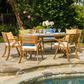 Hearth and Haven Hermosa 7-Piece Outdoor Dining Set with Cream Cushion in Teak, , large