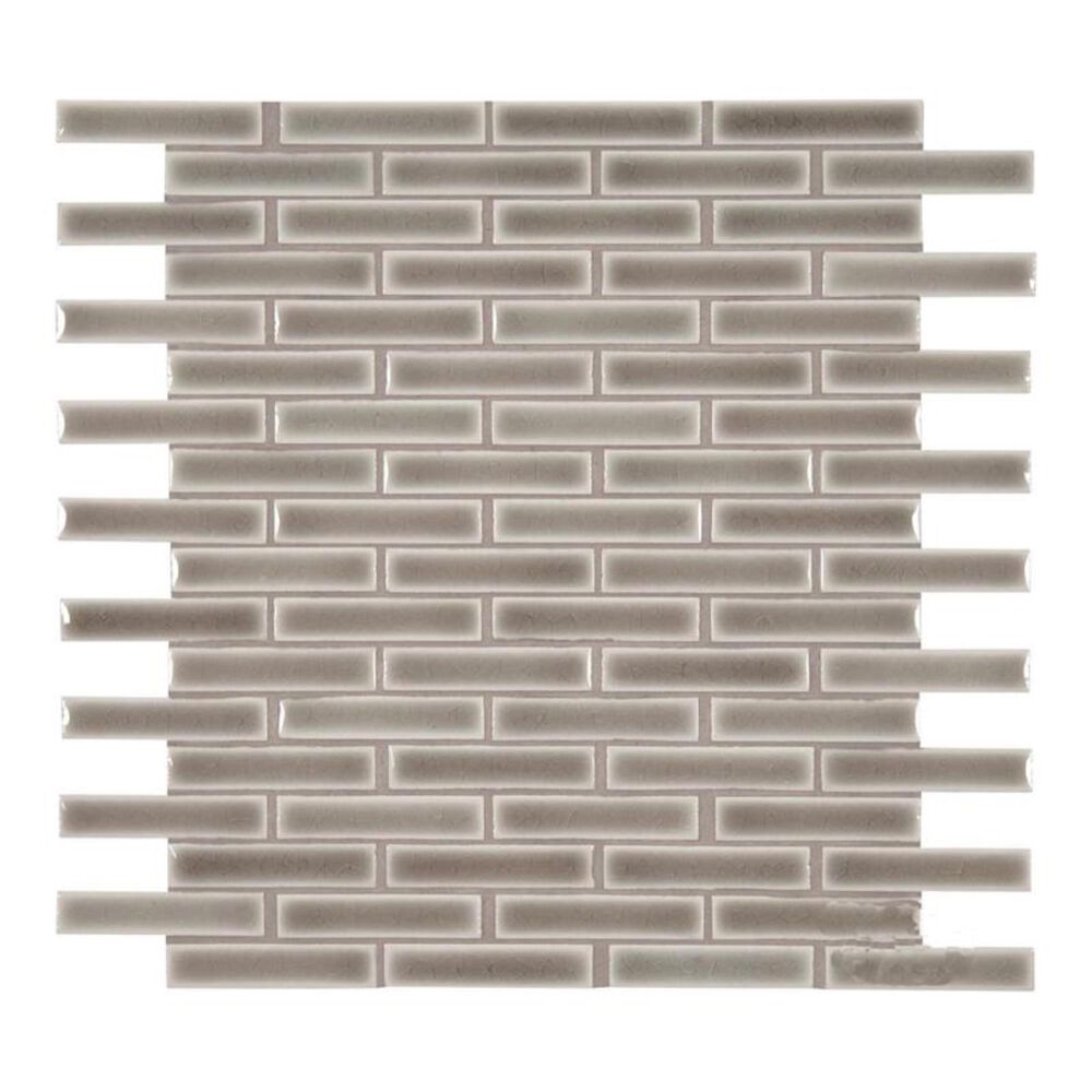 MS International Highland Park Dove Gray 12" x 12" Glazed Porcelain Mosaic Sheet, , large
