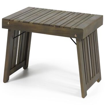 Hearth and Haven Kyoto Outdoor Folding Side Table with Slatted Top in Grey, , large