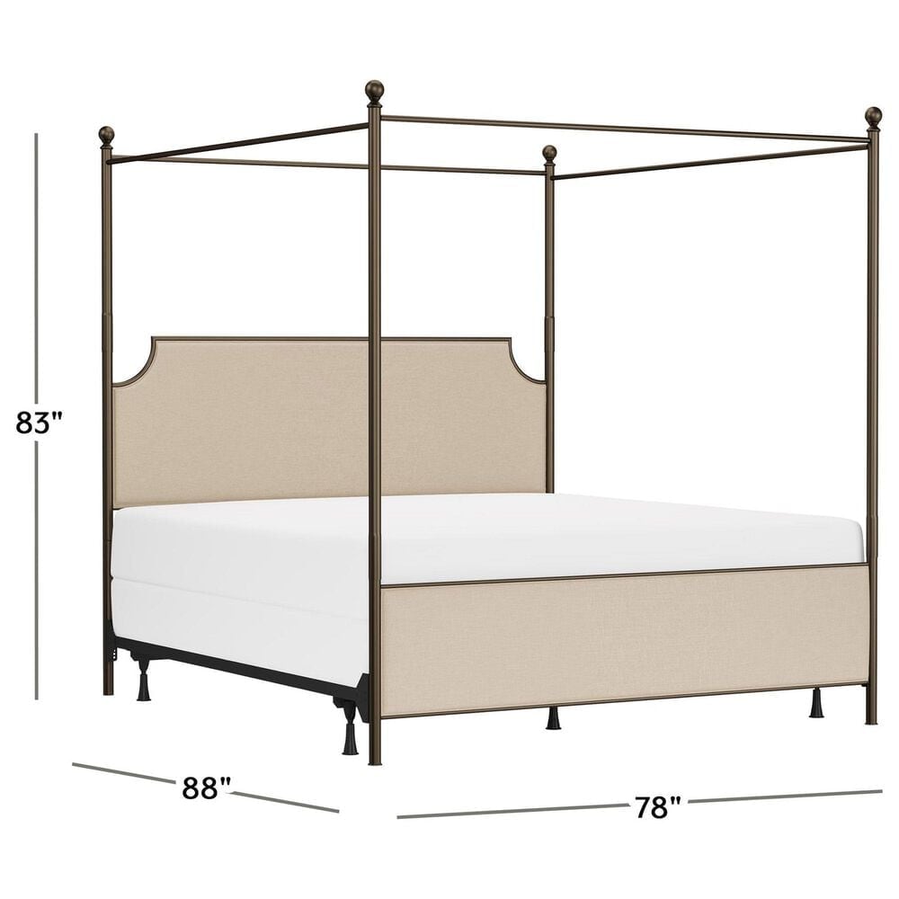 Richlands Furniture McArthur King Metal and Upholstered Canopy Bed in  Brown and Bronze, , large