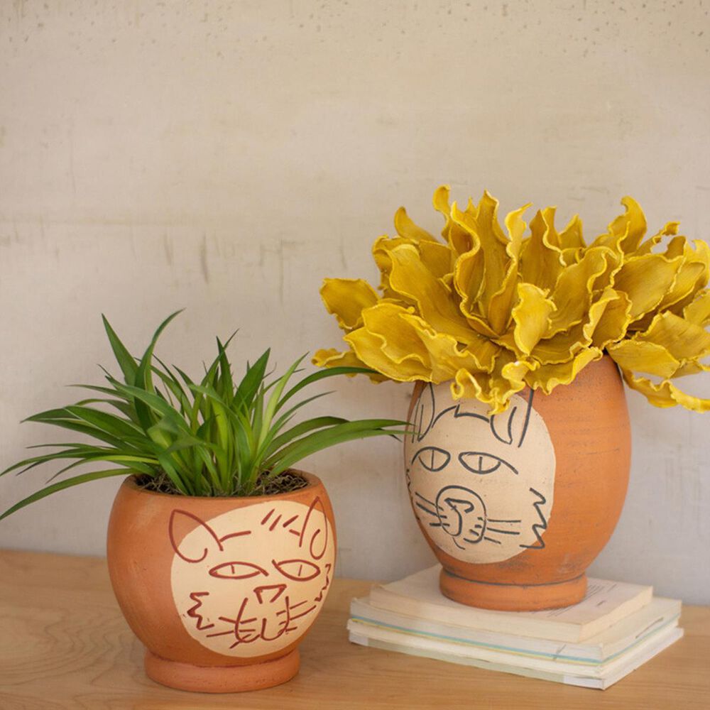 Kalalou Cat Face Pots (Set of 2), , large
