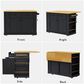 HOMLUX 48" Kitchen Island with Drop Leaf in Black and Natural, , large