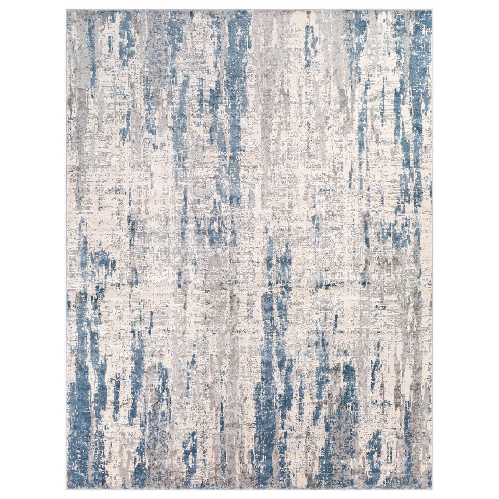 Surya Alpine ALP-2309 6"7" x 9"6" Blue, Charcoal, Medium Gray, Gray and Off-White Area Rug, , large
