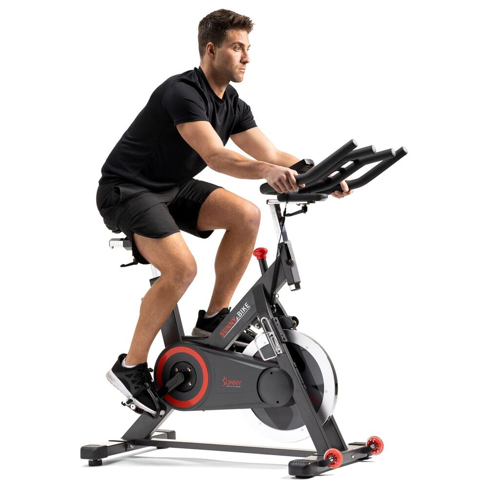 Sunny Health &amp; Fitness Premium Smart Magnetic Belt Drive Indoor Cycling Exercise Bike in Grey, , large