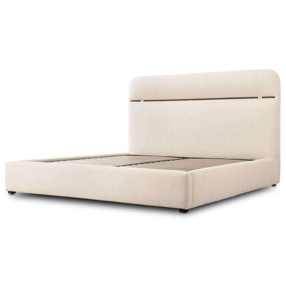 Four Hands Elodie King Platform Panel Bed in White, , large