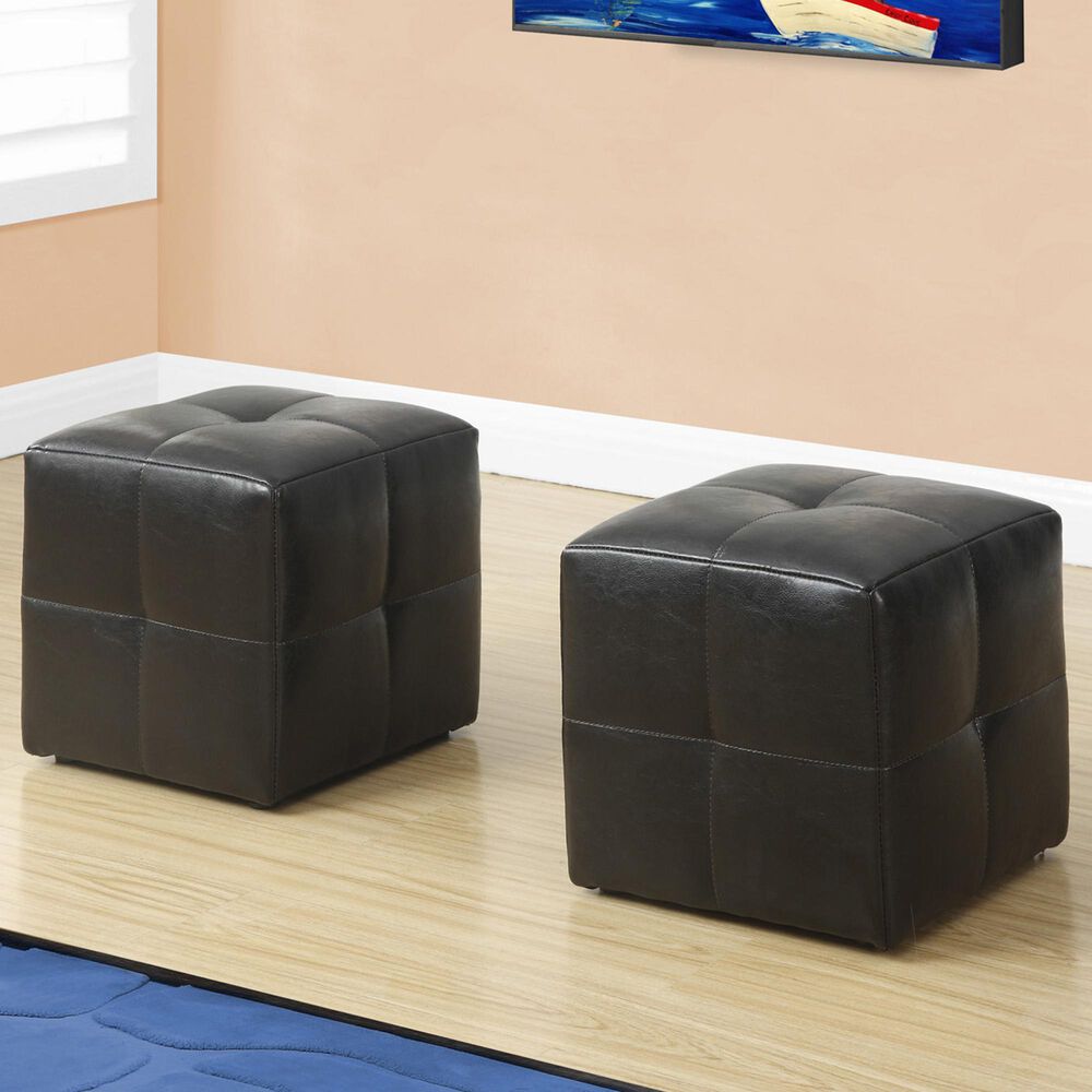 Monarch Specialties 2-Piece Ottoman Set in Brown, , large