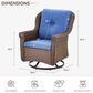 Sunwell Garden 36" Patio Swivel Glider Chair with Wicker Armrest in Navy (Set of 2), , large