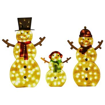 HOMLUX 3-Piece Snowman Set with LED Lights in White, , large