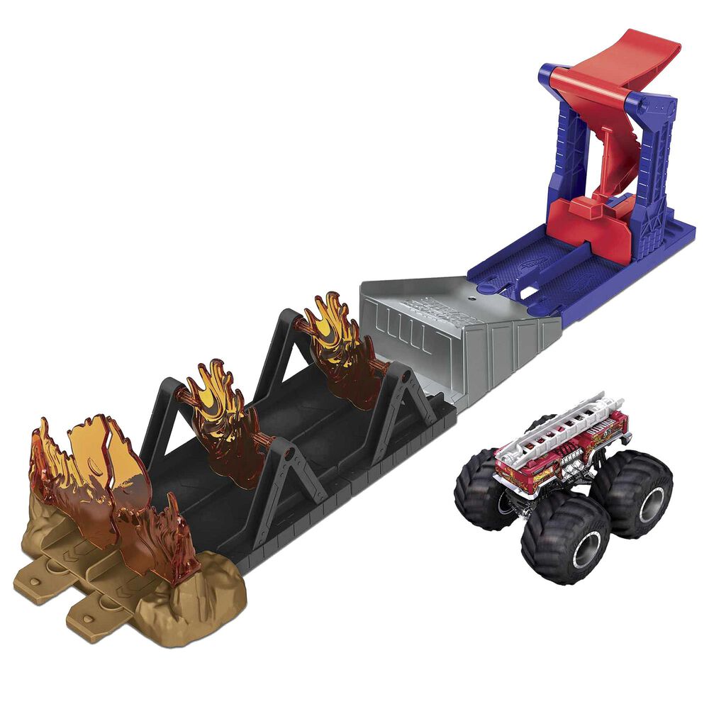 Hot Wheels Monster Trucks Fire Through Playset, , large