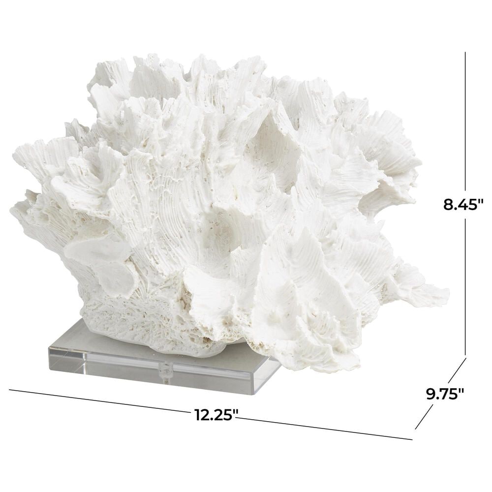 Maple and Jade Coral Decorative Sculpture in Textured White and Clear, , large