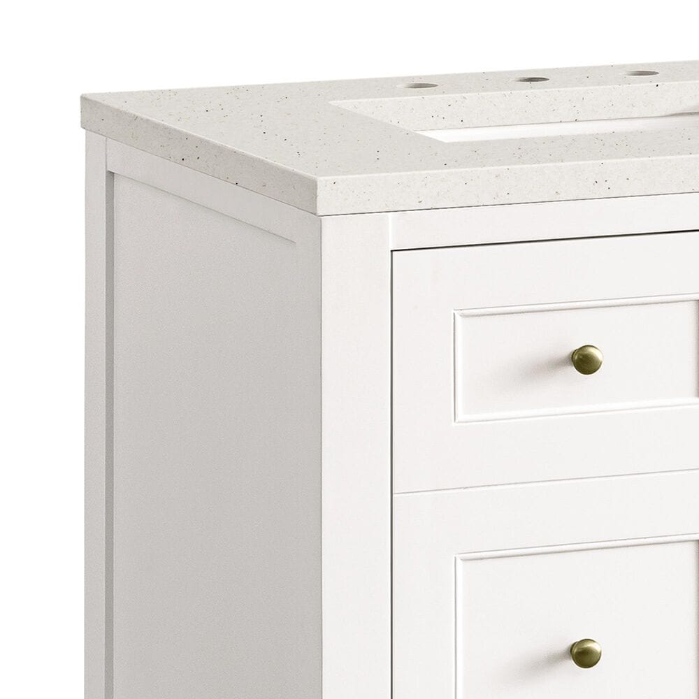 James Martin Vanities Breckenridge 30&quot; Single Bathroom Vanity in Bright White with 3 cm Lime Delight Quartz Top and Rectangular Sink, , large