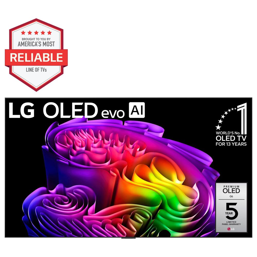 LG 65" Class G6 Series OLED evo AI 4K with Supplied Flush Wall Mount in Black - Smart TV, , large