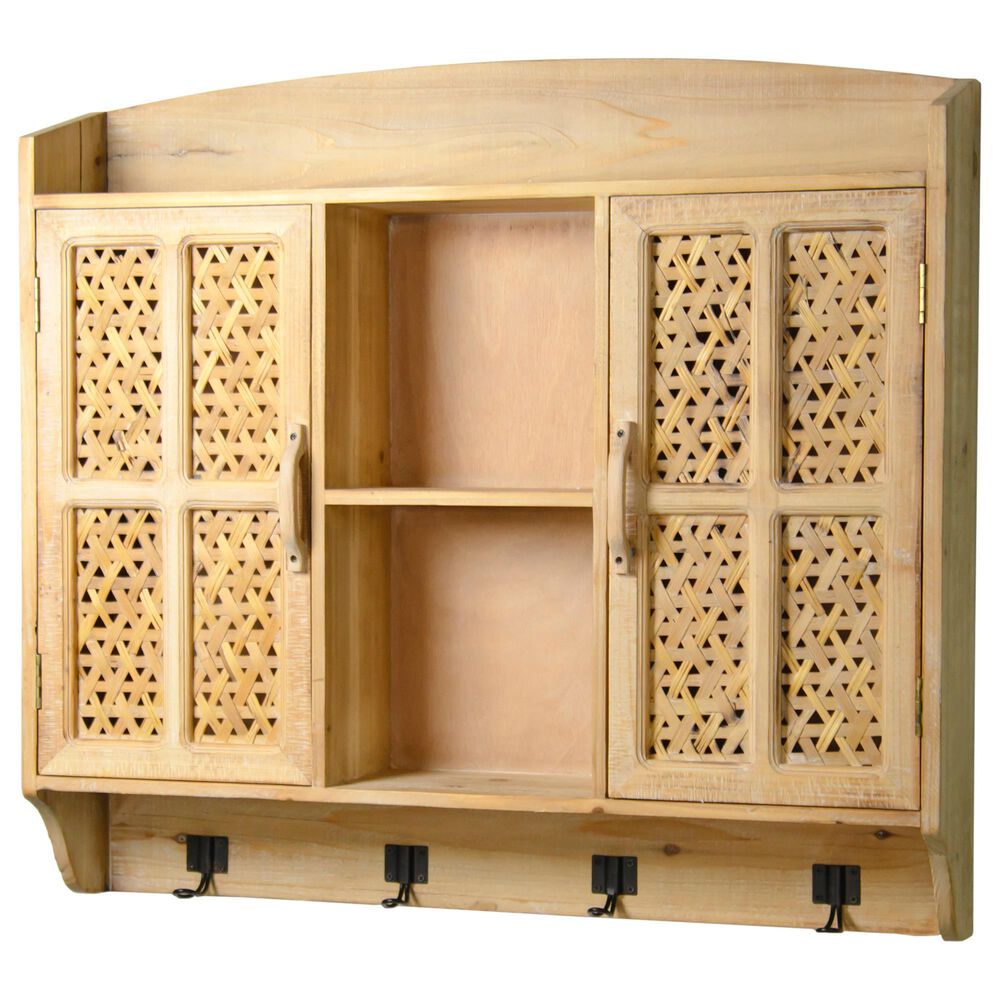 VIP Home and Garden Wood Wall Cabinet in Natural, , large