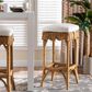 Baxton Studio Muy Scallop Rattan Bar Stool in Honey, , large