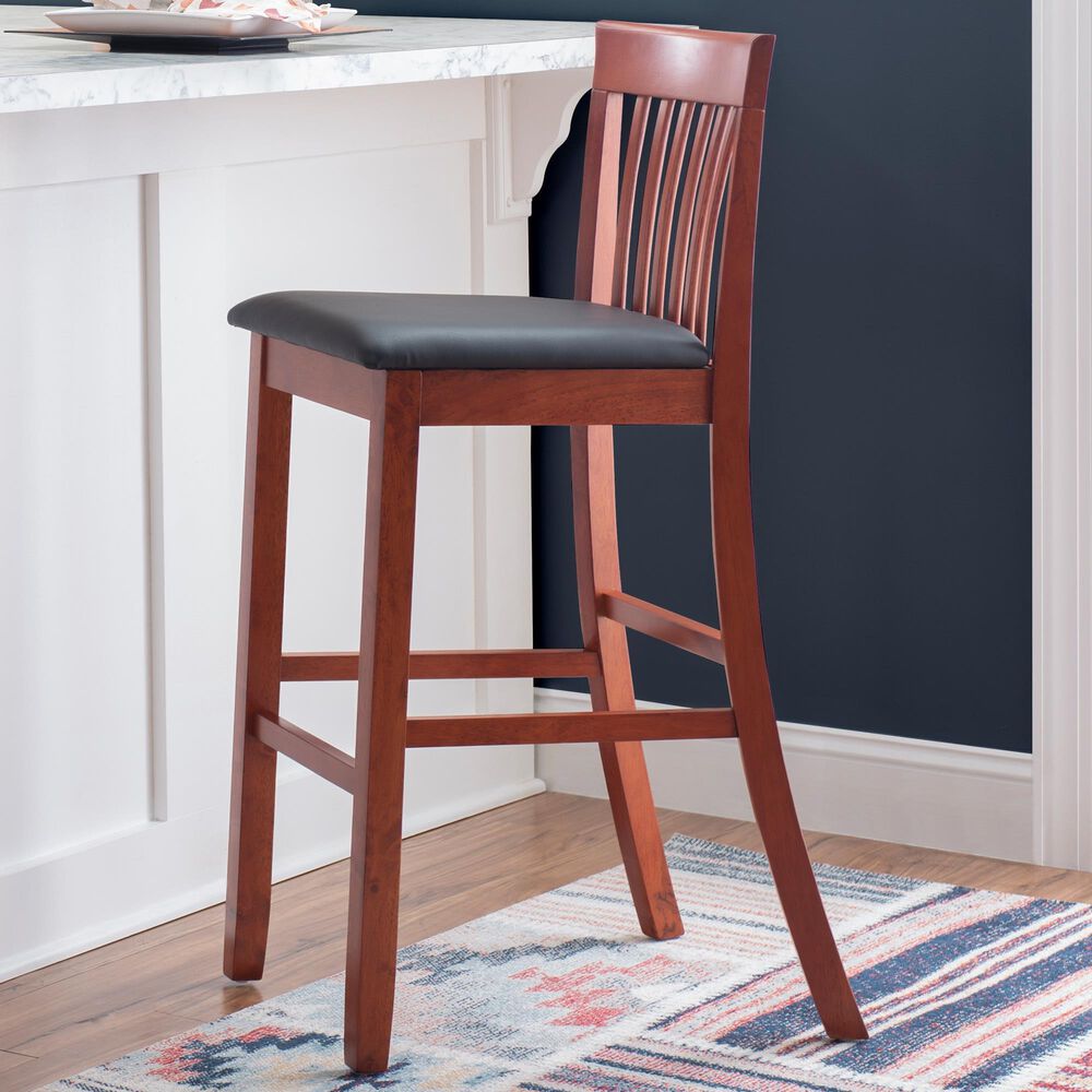 Linon Home Decor Torino Craftsman Bar Stool in Dark Cherry, , large