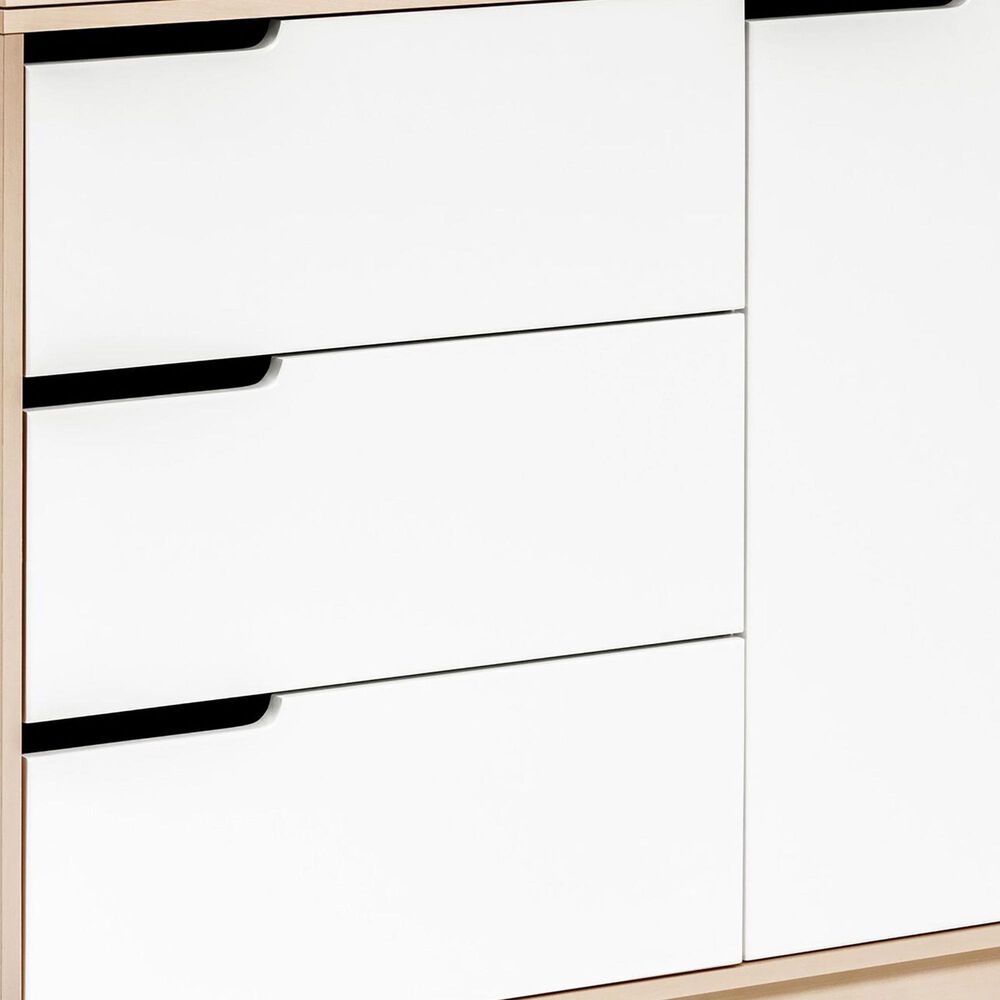 Babyletto Hudson 3 Drawer Changer Dresser in Washed Natural and White, , large
