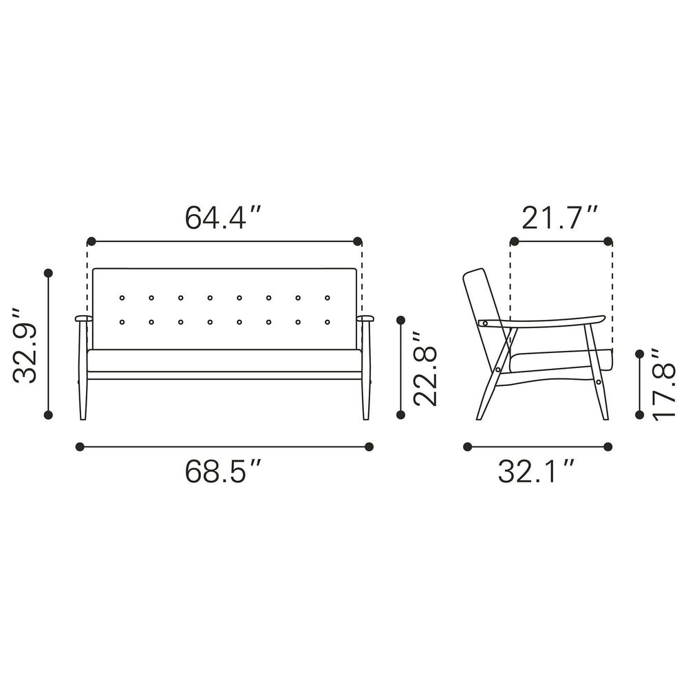 Zuo Modern Rocky Stationary Sofa in Putty, , large
