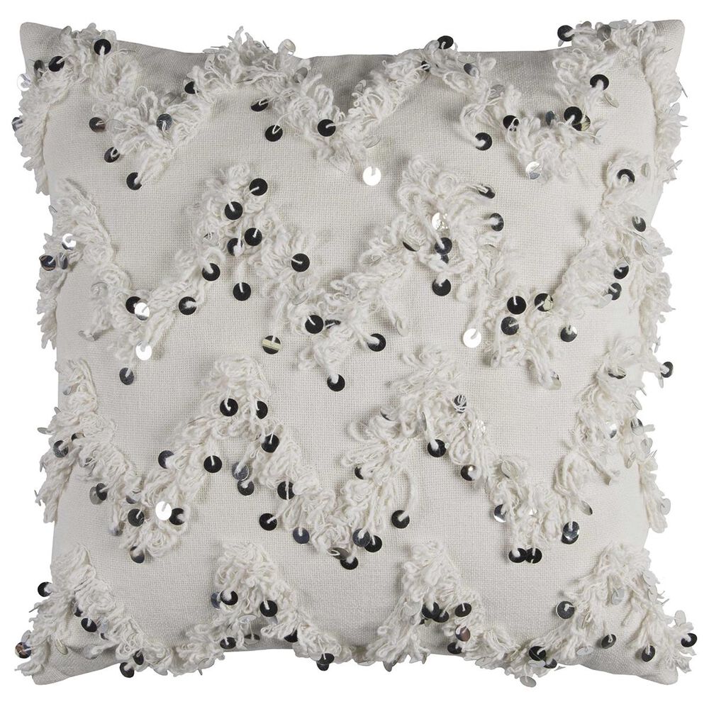 Rizzy Home 20" x 20" Pillow Cover in White with Sequins, , large