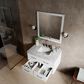 Lexora Home Castor 36" Single Bathroom Vanity in White with 2 cm White Carrara Marble Top and Rectangular Sink, , large