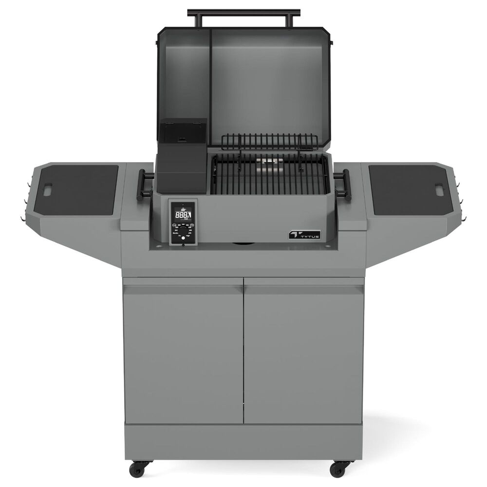 Tytus Emberwood Grill and Prep Cart with Tabletop Pellet Grill in Gunmetal Gray, , large