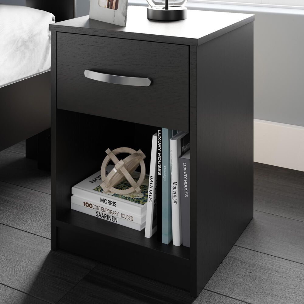 Ashley Finch 1-Drawer Nightstand in Black, , large