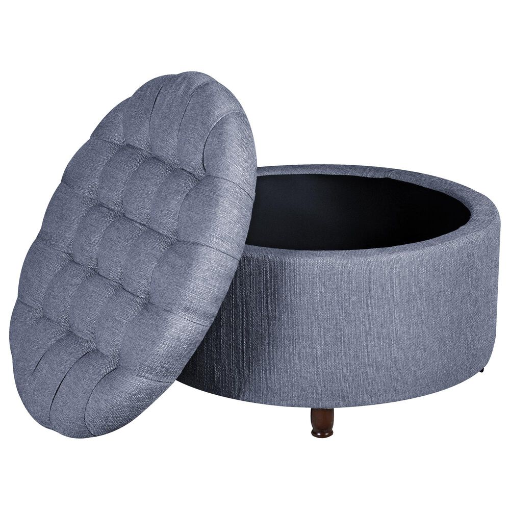 Regency Global Sourcing Knight 28" Round Storage Ottoman in Powder Blue, , large