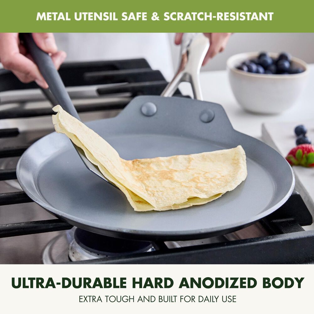 Green Pan Valencia Pro 9.5" Ceramic Nonstick Crepe Pan in Grey, , large