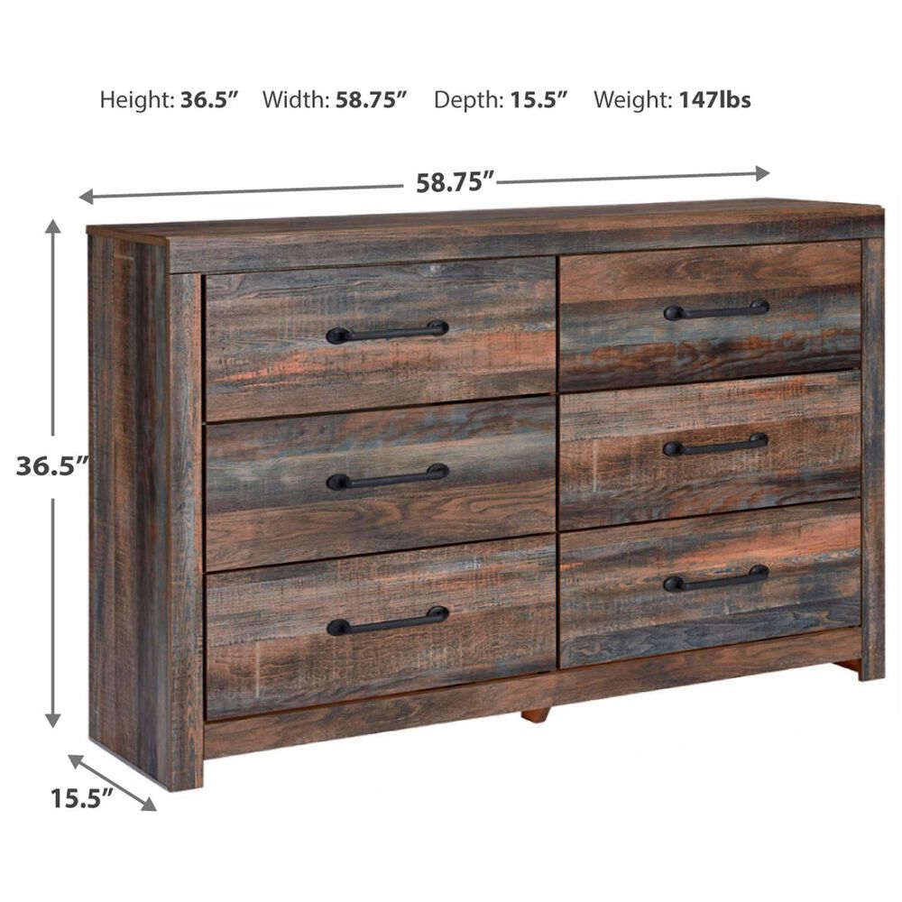 Ashley Drystan 4-Piece King Panel Bedroom Set in Brown Rustic, Burnt Orange and Teal, , large