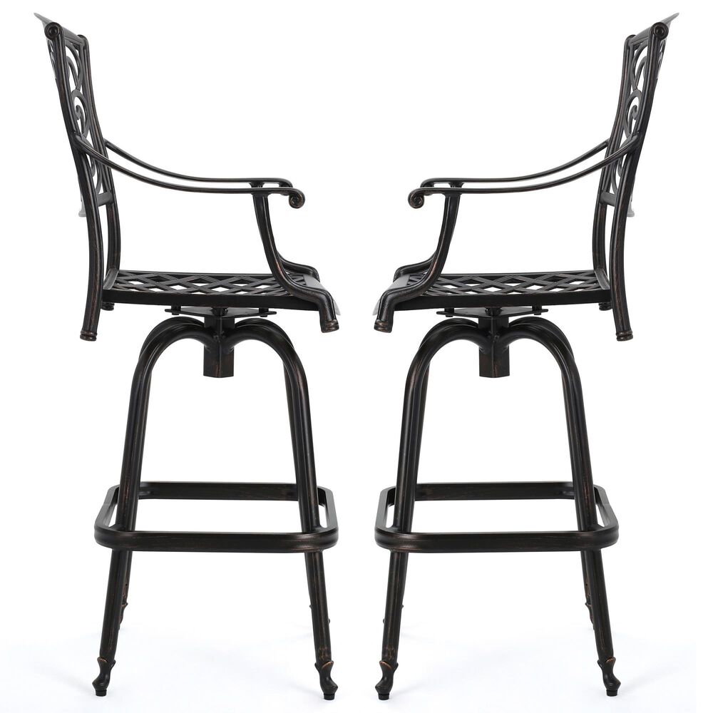 Noble House Santa Maria Patio Barstool in Bronze &#40;Set of 2&#41;, , large