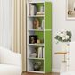 HOMLUX 5-Tier Reversible Bookshelf with Decorative Open Shelves in White and Green, , large