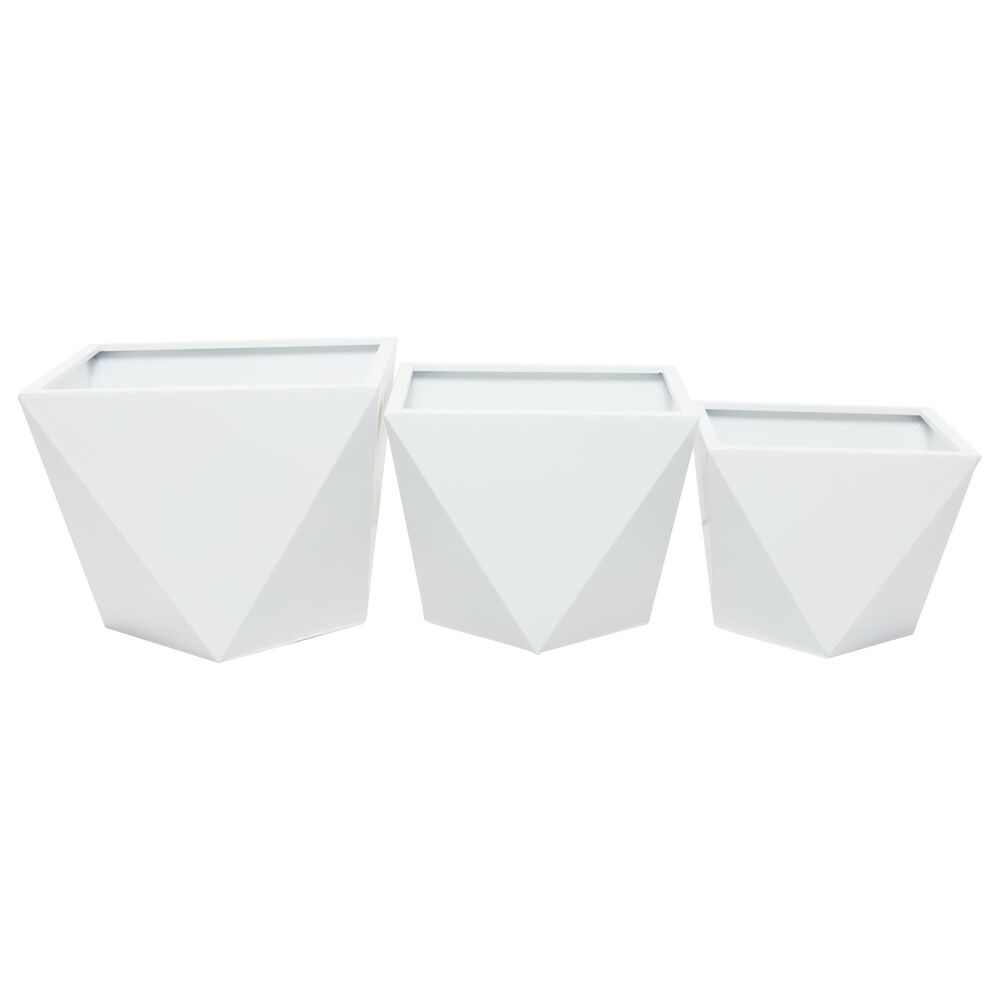 Maple and Jade 18" x 14" Planter in White (Set of 3), , large