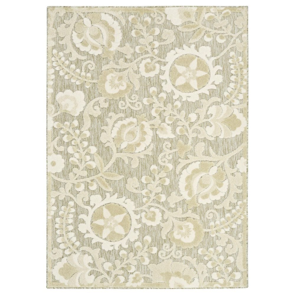 Nourison Aloha ALH17 Ivory and Sage 7"10" x 10"6" Indoor/Outdoor Area Rug, , large