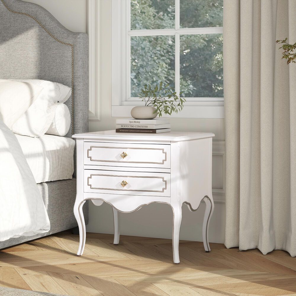 Jennifer Taylor Home Court Side Table in Soft White and Gold, , large
