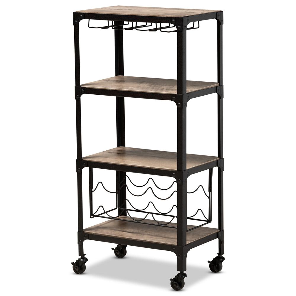 Baxton Studio Swanson Mobile Wine Cart in Black, , large
