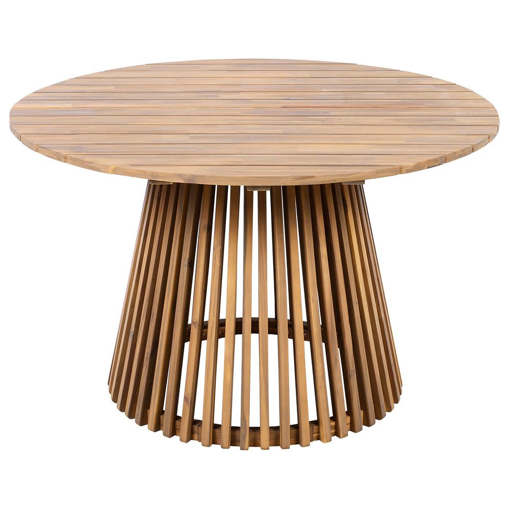 Hearth and Haven 5-Piece Outdoor Dining Set with Cream Cushion in Light Teak, , large
