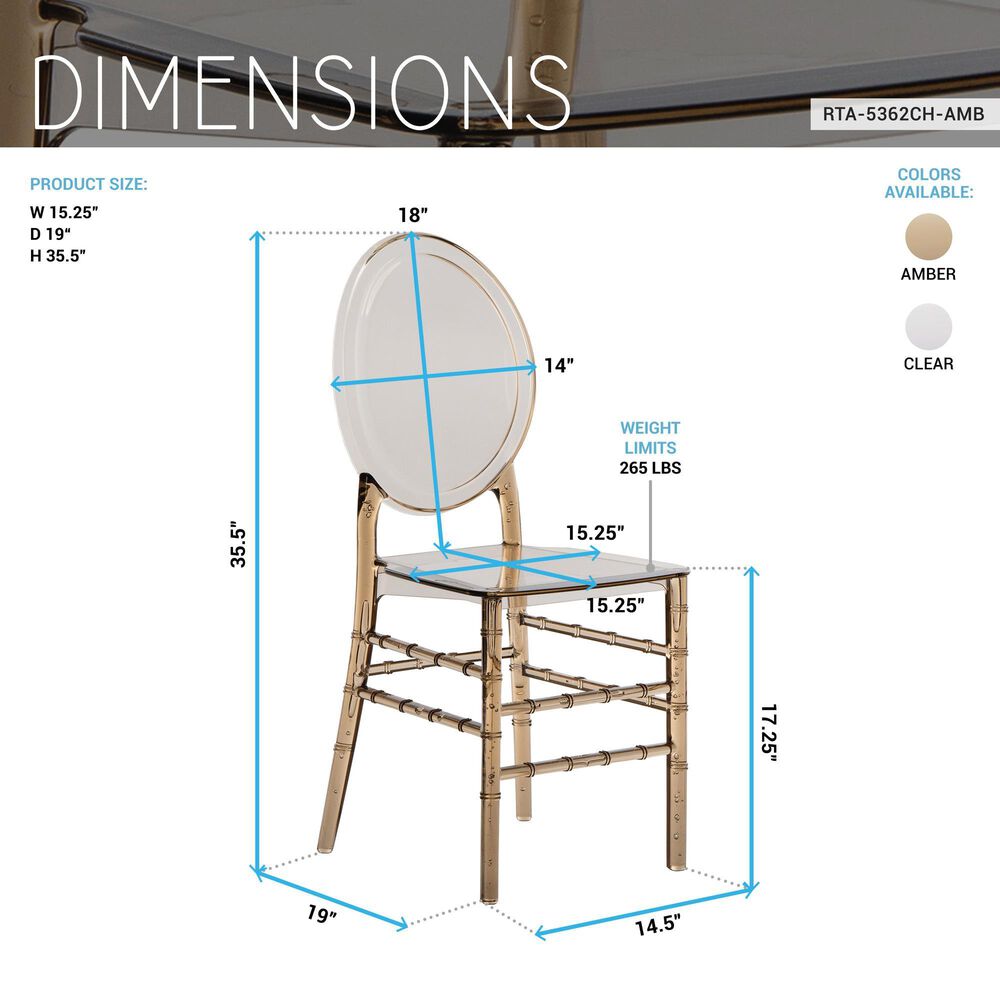 Rta Products Llc Ghost Stackable Side Chair in Amber &#40;Set of 2&#41;, , large