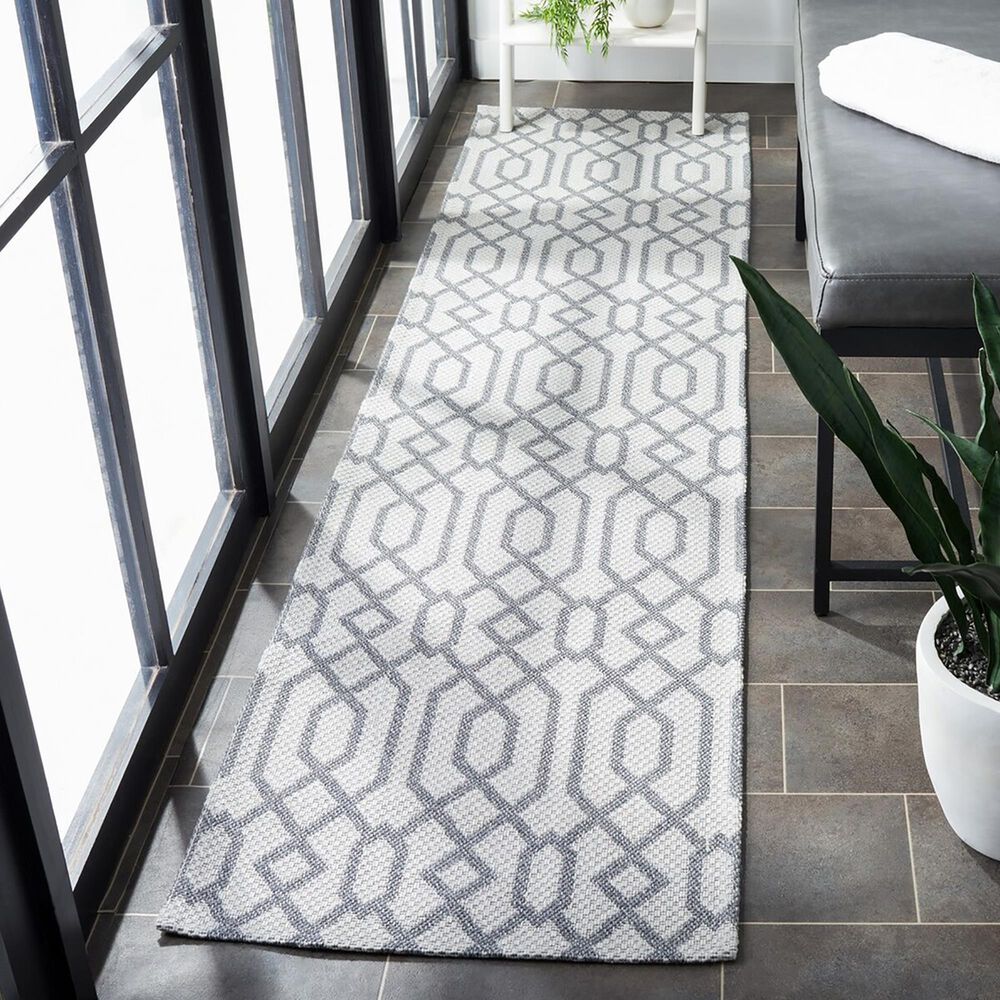Safavieh Martha Stewart Cotton 2&#39; x 8&#39; Silver and Grey Runner, , large