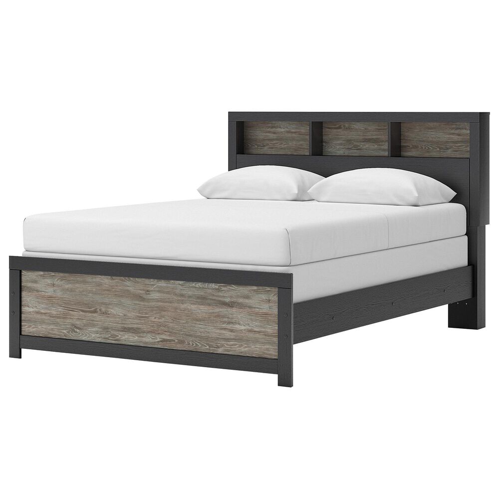 Ashley Broachmyn Queen LED Bookcase Bed in Black and Gray, , large