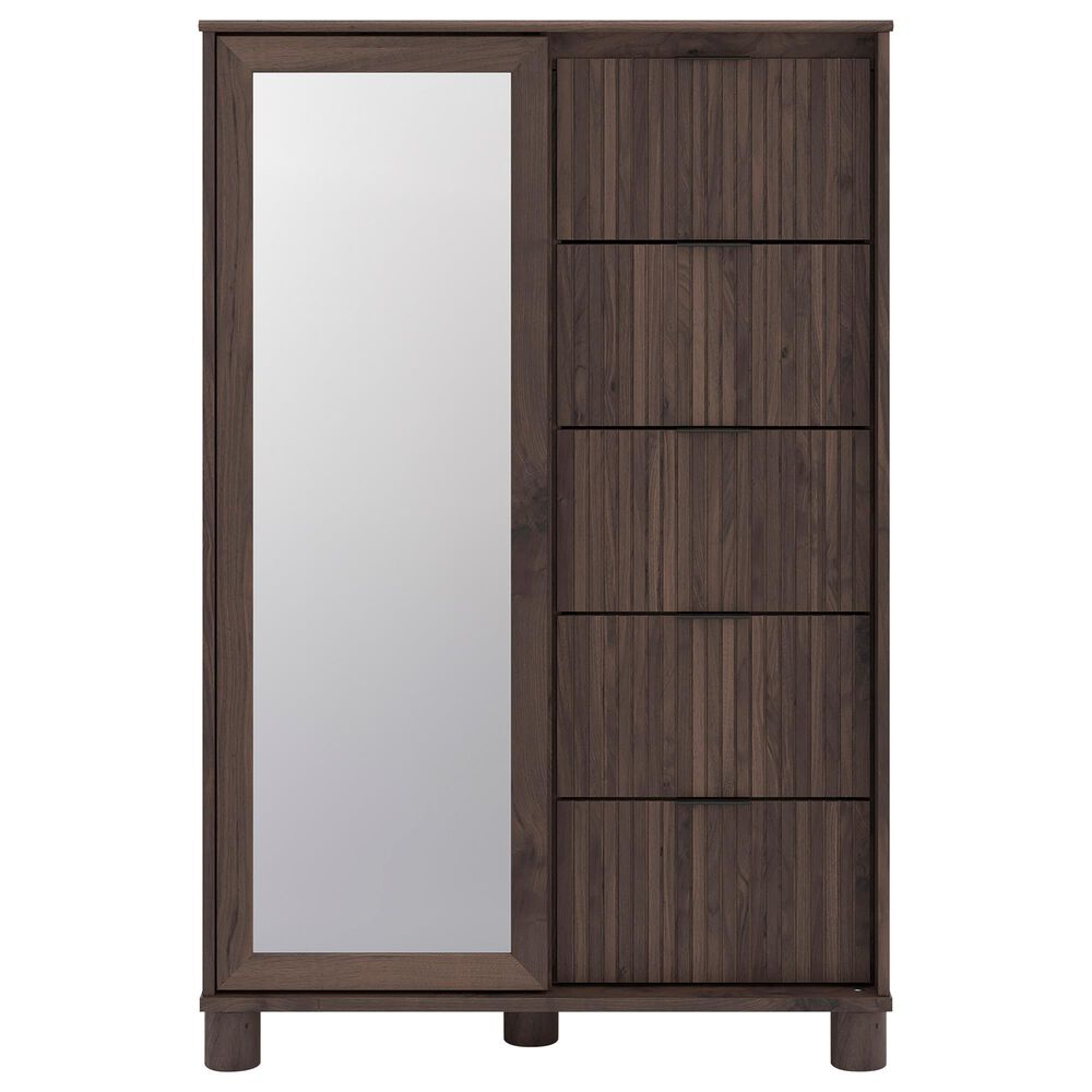 Ashley Pamytta 5-Drawer Dressing Chest in Rich Brown, , large